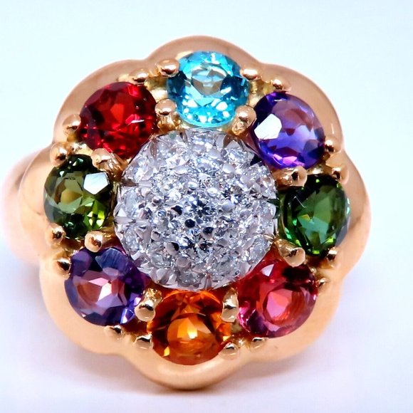 2.50ct ttw Multigem Diamond Cluster Ring 18kt Gold - Picture 3 of 5